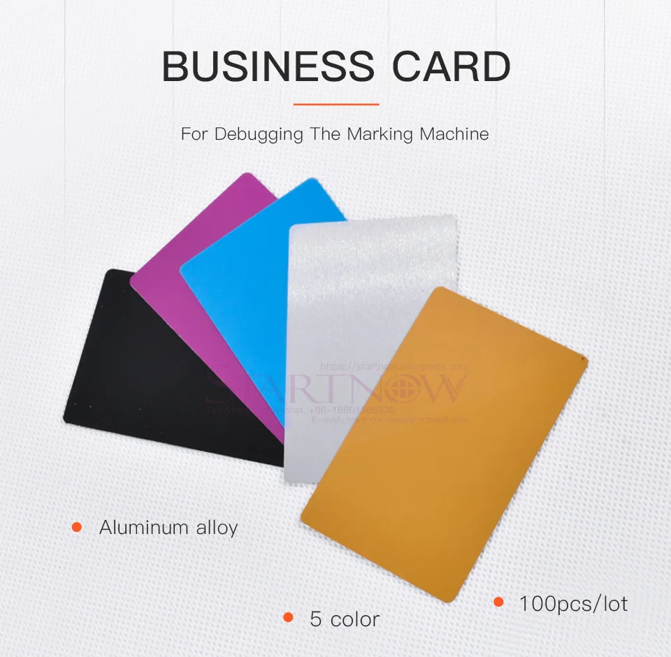 50Pcs Aluminium Alloy Business Card Engraved Color Blank Name Cards Busines YZ 