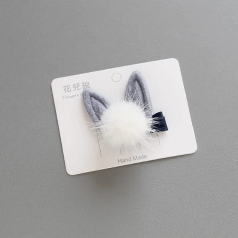 Hair Clip 12 Лидер продаж, жемчужные эластичные резиновые Длинные кроличьи уши, животные, кошачьи ушки, детские заколки для волос, 1 шт., пушистый шарик, веревка для волос - Цвет: Hair Clip 12