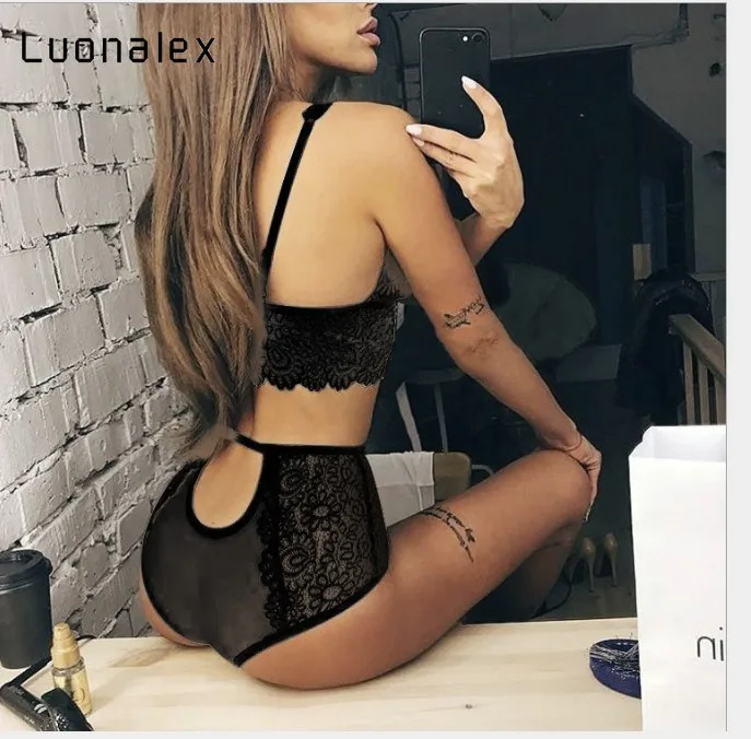 Luonalex плюс размер кружевное черно-белое кимоно интимное ночное белье халат Сексуальное белье Клубная одежда женский эротический кружевной комплект нижнего белья