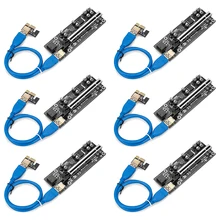 6pcs Newest 009S PLUS USB 3.0 PCI-E Riser VER009 Express 1X 4x 8x 16x Extender pcie Riser Adapter Card SATA 15pin to 6 pin