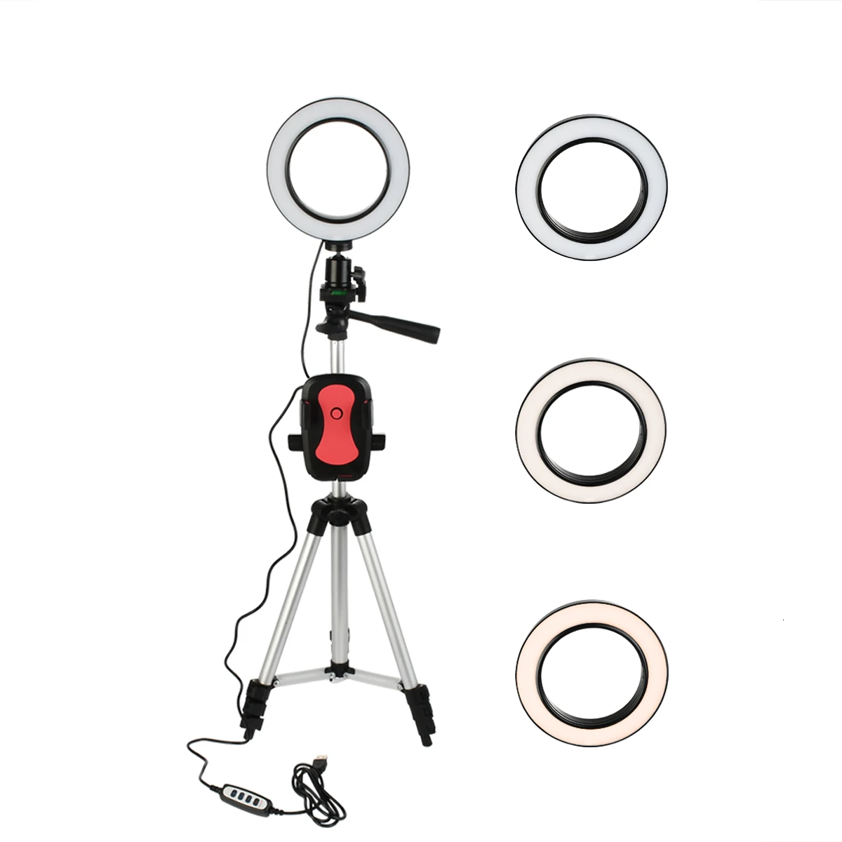 

5.7 Inch Ring Light Tripod Phone Stand Holder For Video Makeup Mini LED Camera Light With Desktop Warm Cold Lamp Ring Holder