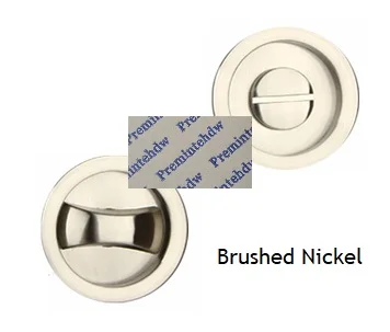 Round Brushed Nickel Бесключевая кровать, дверь в ванную, врезной замок, утопленный, палец, тяга, большой палец, квадратный круглый карман, раздвижная дверь, болт - Цвет: Round Brushed Nickel