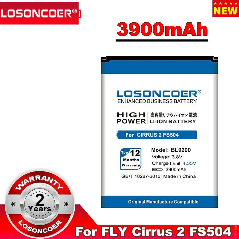 LOSONCOER Новые поступления 3900mah Top BL9200 Аккумулятор для FLY Cirrus 2 FS504 аккумулятор