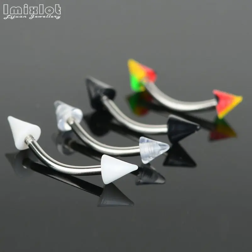 10/20 Pz In Acciaio Inox Curvo Bilanciere Sopracciglio Anelli Piercing Acrilico Palla/Cono Ombelico Anello Labbro Helix Piercing Gioielli