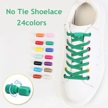 1Pair No tie Shoelaces Flats Elastic Shoe Laces For Kids and Adult Sneakers Shoelace Quick Lazy Laces 24 Color Shoestrings