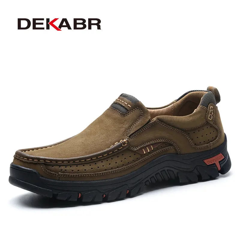 02 Khaki DEKABR/натуральная кожа Для мужчин обувь коричневого цвета Для мужчин Туфли без каблуков дышащая Повседневное итальянские Мокасины удобные сапоги; сапоги из коровьей кожи кожаная обувь для вождения, Мужская - Цвет: 02 Khaki