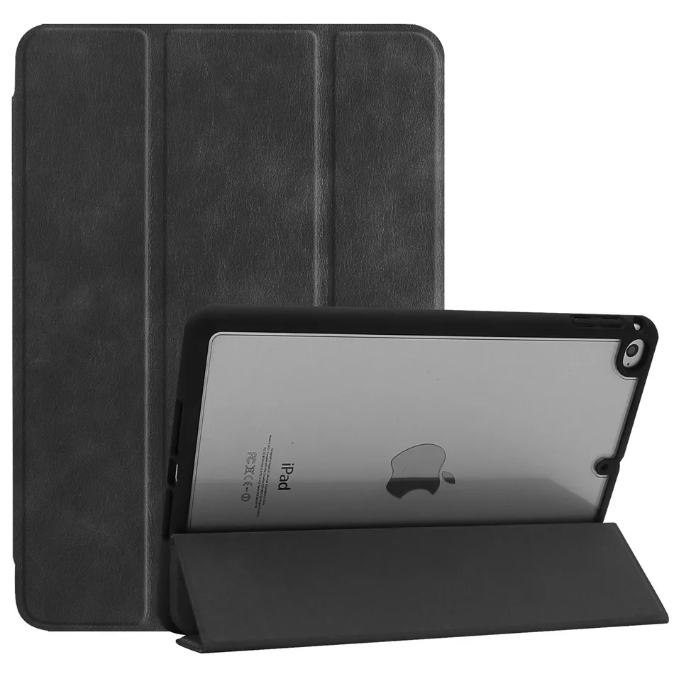 Чехол для ipad mini 5 mini 5 7," Smart Cover Funda с держателем карандашей Прозрачный жесткий чехол идеальный чехол для ipad mini 4+ пленка+ ручка - Цвет: Черный