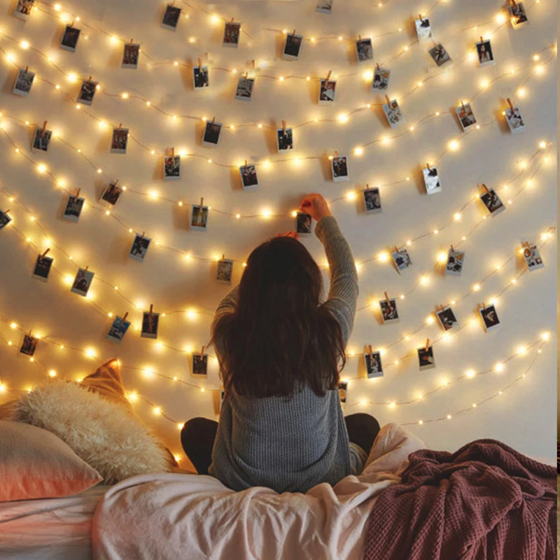 

LED Light String DIY Photo Clip Garland Rustic Wedding Table Decorations Kids Birthday Bachelorette Party Supplies Baby Shower