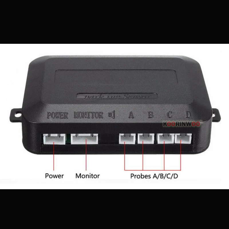 Koop Koorinwoo Parktronic LCD Monitor Kleurrijke Parkeer Sensor 4 Radars Zoemer Auto Detector Backlights Alert Indicator Zwart Wit