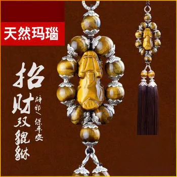 

Automobile Hanging Ornament Natural Tiger's Eye Stone Pixiu Lucky Brings Safety Car Decoration Rearview Mirror Car Ornament Supp