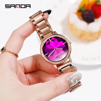 

2019 New SANDA Rose Gold Women Watches Luxury Top Brand Mesh Watch Women Waterproof Female Clock Ladies Relogio Feminino P1019