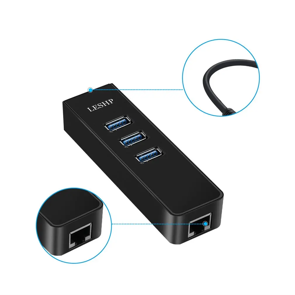 LESHP 3-Порты и разъёмы USB 3,0 концентратор с 1000 Мбит/с Ethernet адаптер Портативный центр данных сетевой адаптер для ноутбука Macbook для Mac Pro/mini