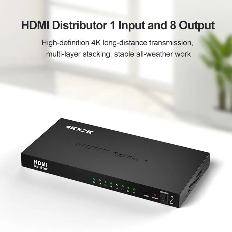 US $34.72 1x8 HDMI Splitter One Input And Eight Output HDMI Splitter Audio Video Splitter Amplifier Supports Full HD 3D 1080P 60HZ