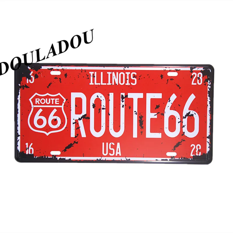 [Douladou] винтажная металлическая жестяная вывеска для паба, бара, ROUTE 66, газовая Ретро картина, настенная тарелка, украшение плаката 30x15 см