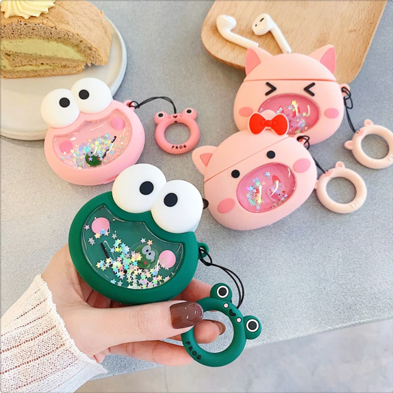 

3D quicksand Liquid Wireless Bluetooth Earphone cases for Airpods 1/2 Charging Headphone Protective Cover For Apple AirPods Case