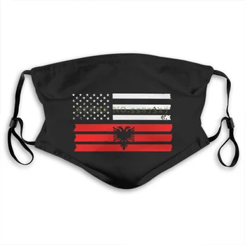 

Face Mask Cotton Fitness Albanian American Flag Usa Albania Anti Dust With Filter For Men For Women Kids Girl Boy Teens Masks