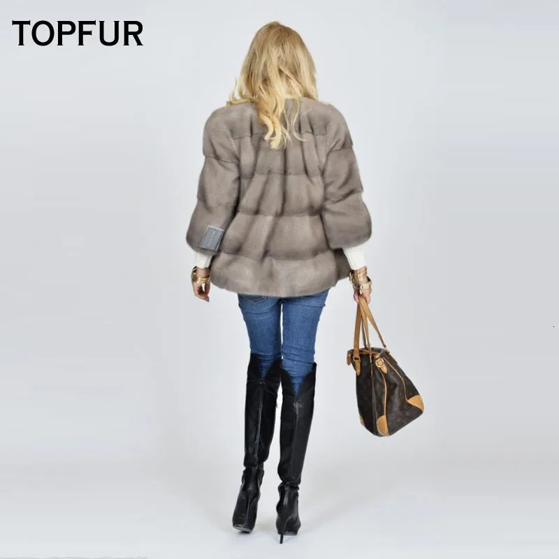 TOPFUR, новинка, модное зимнее Короткое женское пальто, пальто из натурального меха для женщин, натуральный мех норки, верхняя одежда и пальто, черные Базовые Куртки