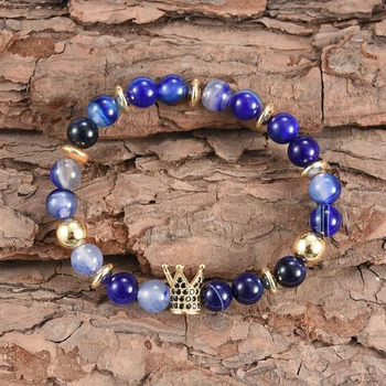 

CZ Crown 8mm Beads Bracelets For Women Jewelry Men Pulseira Masculina Feminina Erkek Bileklik Hombre Friends