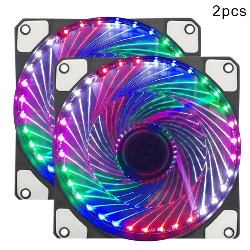 

120mm PC Computer Case Cooling Fan 16dB Super Silent 15 LED High Airflow Cooler Fans Heatsink Anti-Vibration Rubber 12CM Fan