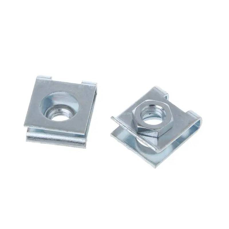 Universal Car License Plate Fastener Retaining Clip Buckle Metal Screw Nut U-Type Clips Retainer Metal Nut U-type Gasket