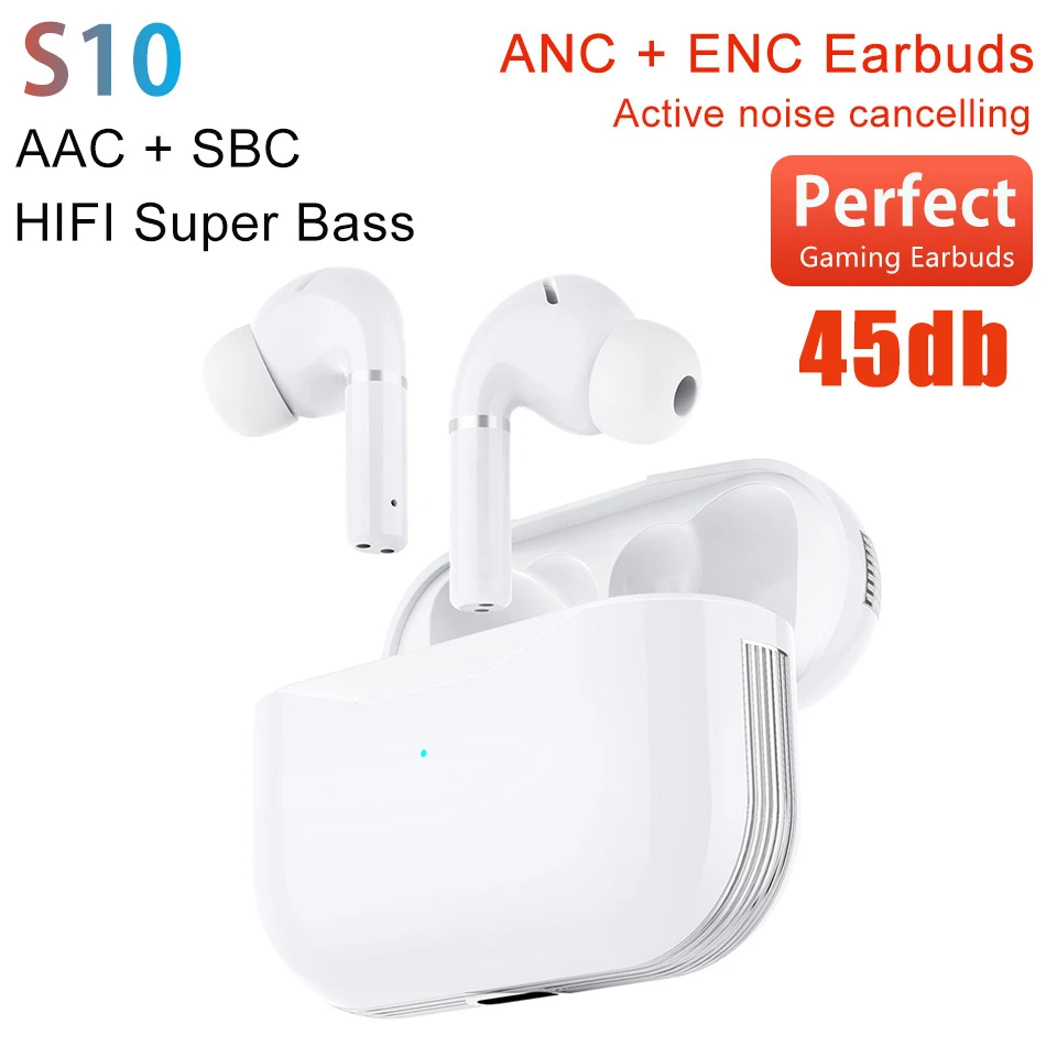best buy earbuds S10 TWS 45DB Hybrid ANC + ENC Wireless Earphones Active Noise Cancel Airoha Bluetooth Earbuds HD MIC Super Bass IPX6 Waterproof best gaming headset wireless