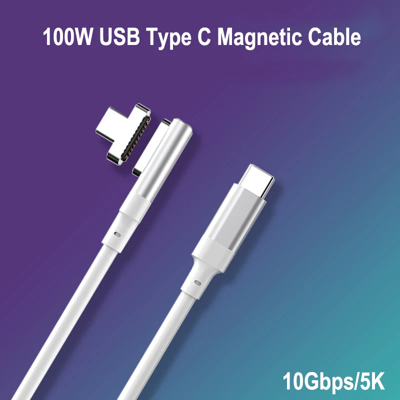 

Высокоскоростной магнитный кабель 100 Вт с USB C на Type C для Macbook Pro 20 pin USB3.1 Type C, зарядный кабель для Matebook Huawei