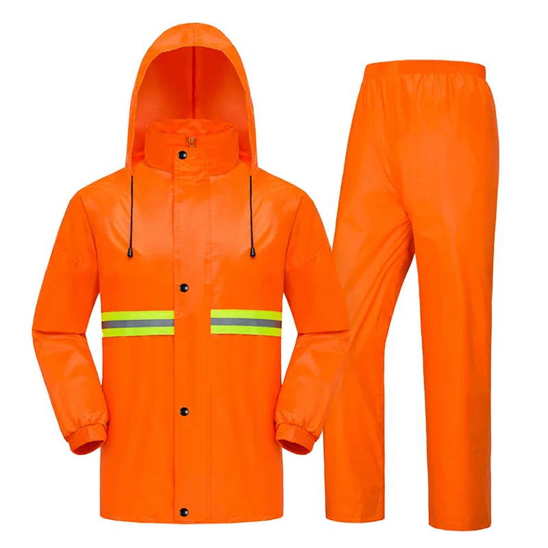 

Thick Double Layer Sanitation Environmentally Friendly Take-out Raincoat And Rain Pants Set Night Light Outdoor E-Bike Riding Sp