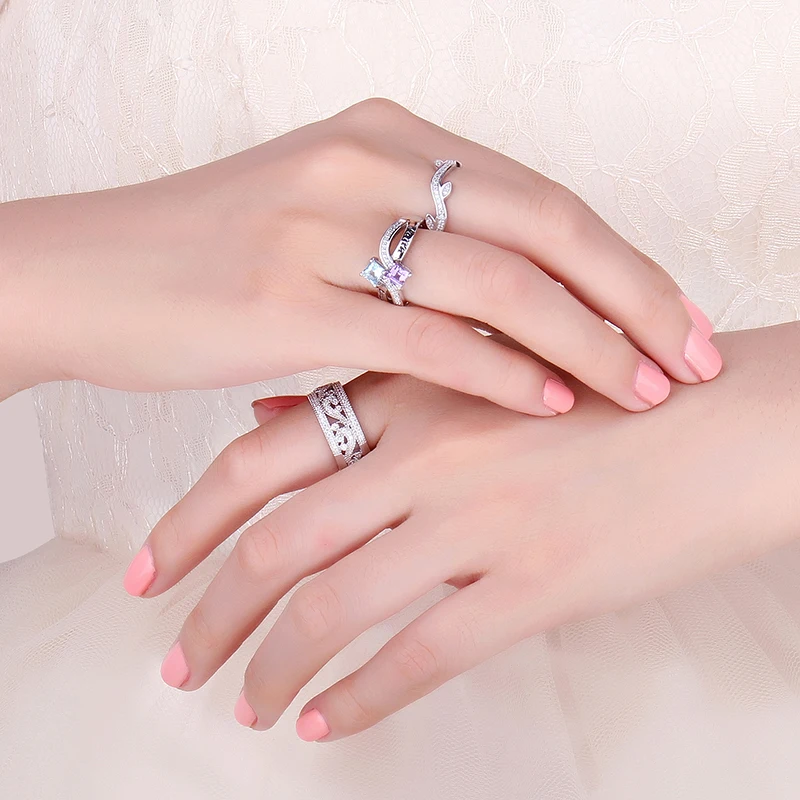 Ювелирное кольцо Faith Trust с подлинным топазом, аметист, 925 пробы, серебряные кольца для женщин, кольцо для обещаний, серебро 925, драгоценные камни, ювелирное изделие