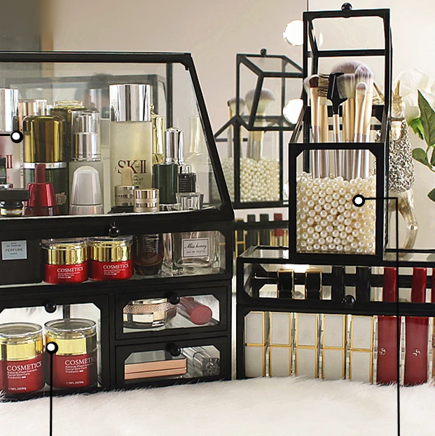 

Nordic ins simple storage rack net red cosmetic storage box table top skin care dressing table storage rack