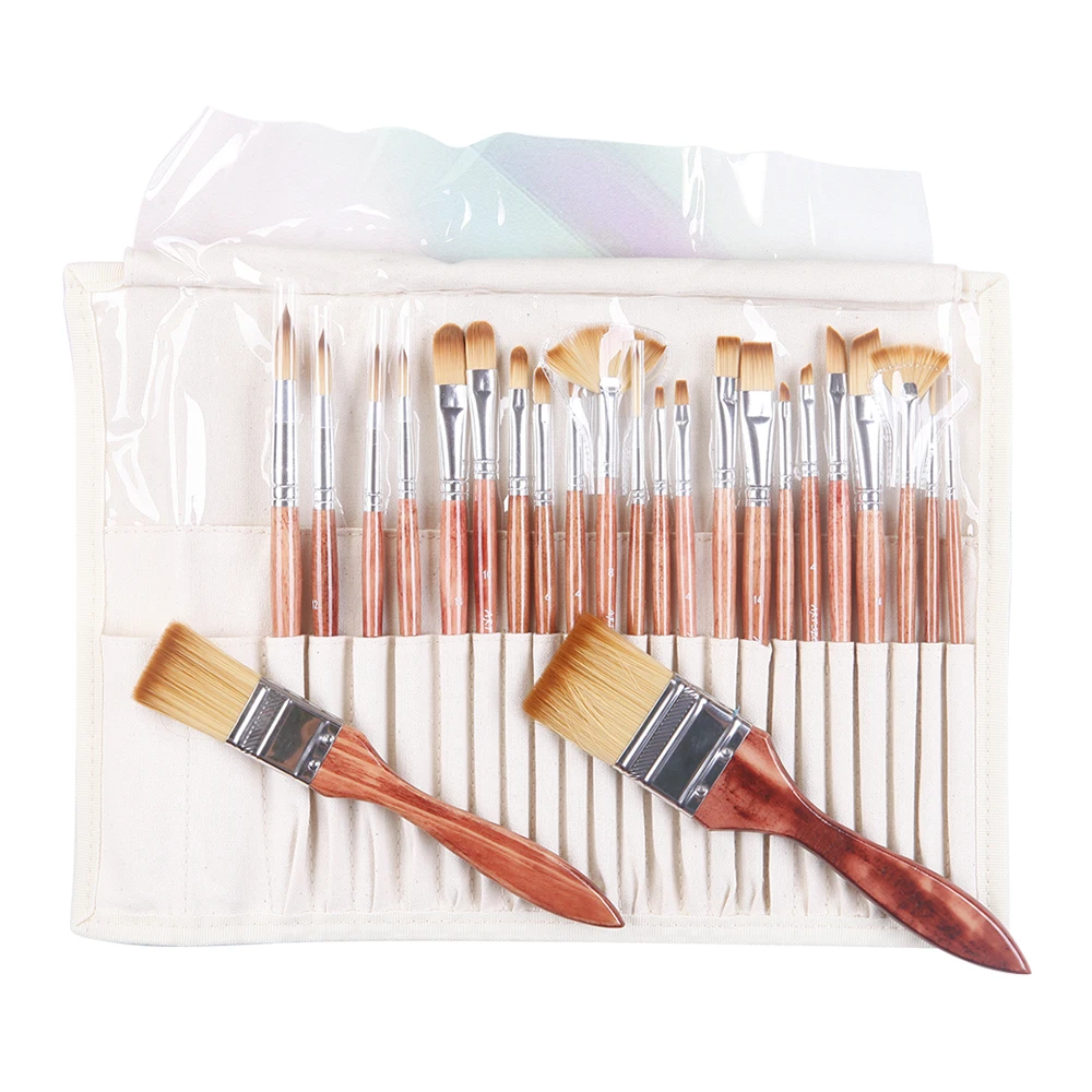 Ceny 2281 24 sztuk zestaw pędzelek artystyczny zestaw akrylowy pędzle akwarelowe artystyczny zestaw z piórnikiem do malowania akrylowego i olejnego