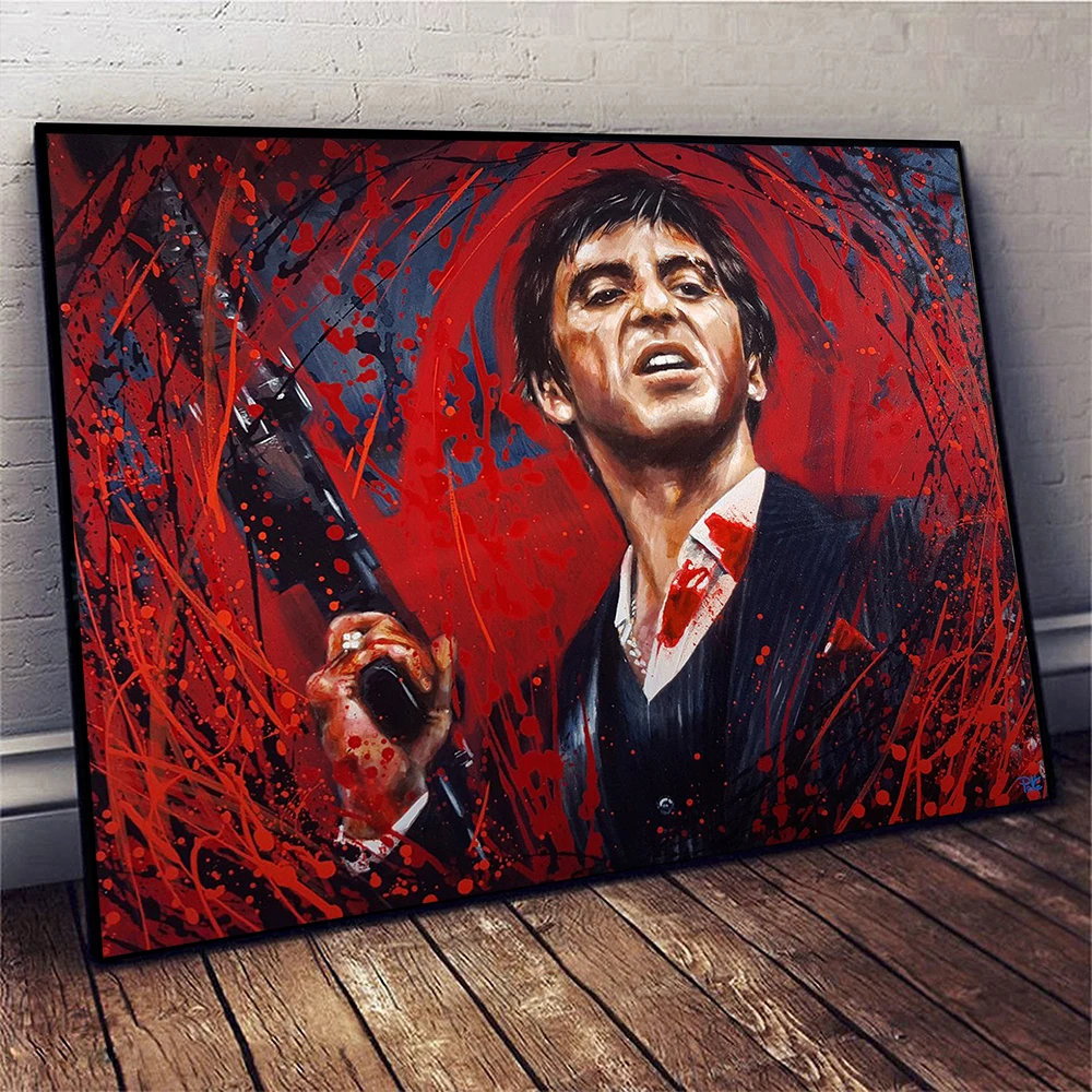 【額縁付き】Scarface スカーフェイス A2ポスター ② 落書きトニーモンタナポスターストリートアートアル · パチーノ