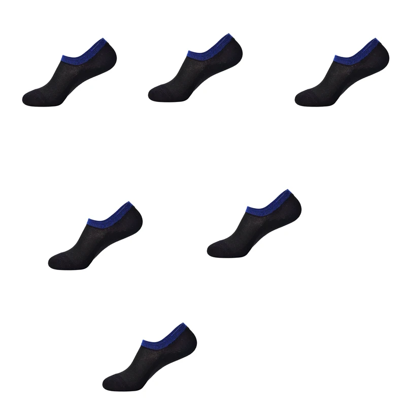 Black White Gray Fashion Casual Men Socks High Quality Cotton Socks Invisible Slippers Shallow Mouth Mesh No Show Socks 6 pairs - Цвет: 6 pairs