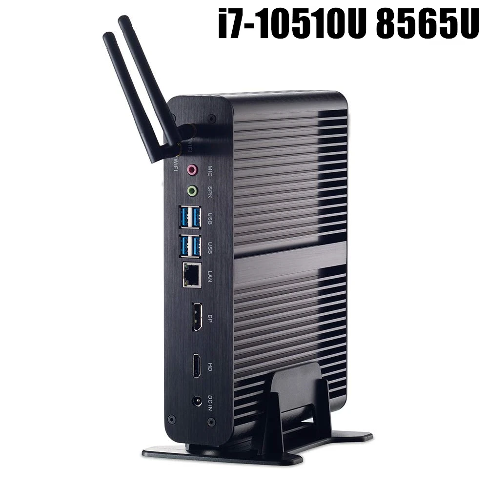 Eglobal Fanless Mini Computer Intel i7-1065G7 10510U i5 8265U 2*DDR4 Msata+M.2 PCIE Gaming PC Windows 10 HTPC Nuc VGA DP HDMI-1