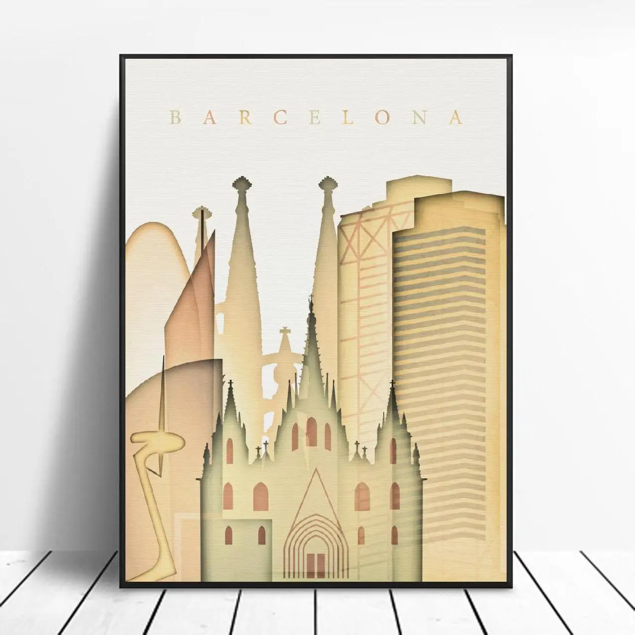Barcelona Spain Skyline Art Canvas Poster Home Decoration Painting No Frame | Дом и сад