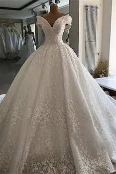 

Vestido de Noiva 2020 Off-the-shoulder Elegant Ball-Gown Appliques Wedding Dresses Bridal Gowns