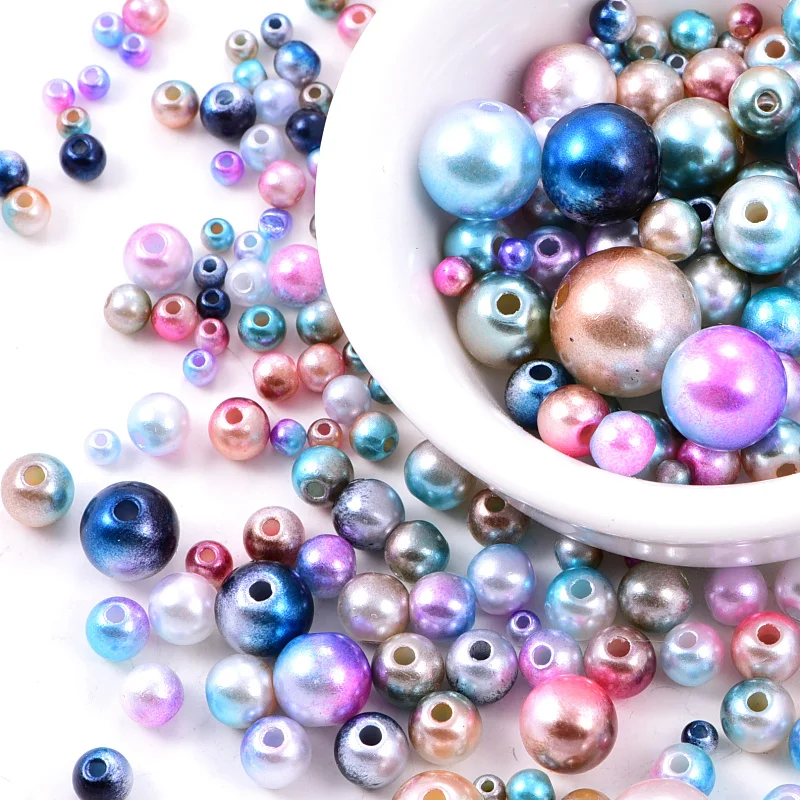 

3mm-12mm Colorful Round Pearls Sew On Pearls Beads With Holes бусины Plastic Ball Spacer loose Bead Jewelry Making F0168