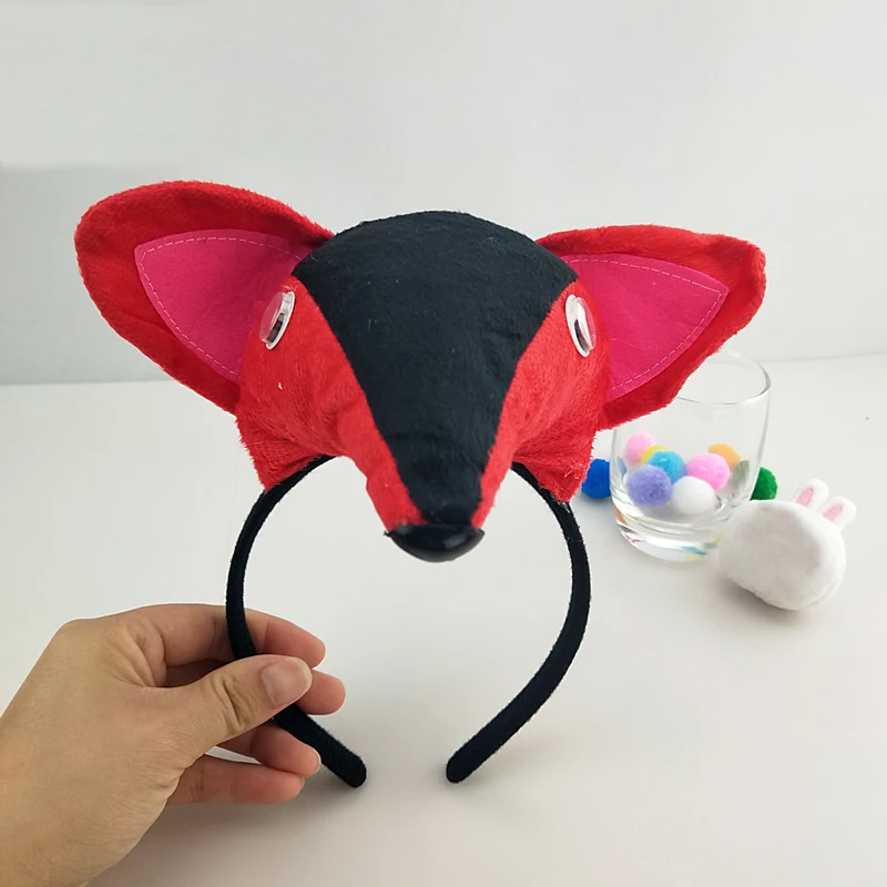 Вечерние с рисунками животных, лисы из мультфильмов костюм Косплэй комплект эксплуатационные качества; на Рождество, Хеллоуин маска повязка галстук-бабочку Хвост