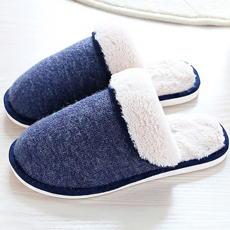 Warm Slippers men Winter Light Weight Antiskid Flat with Fabric Velvet House male shoes Memory Foam Massage slippers for men