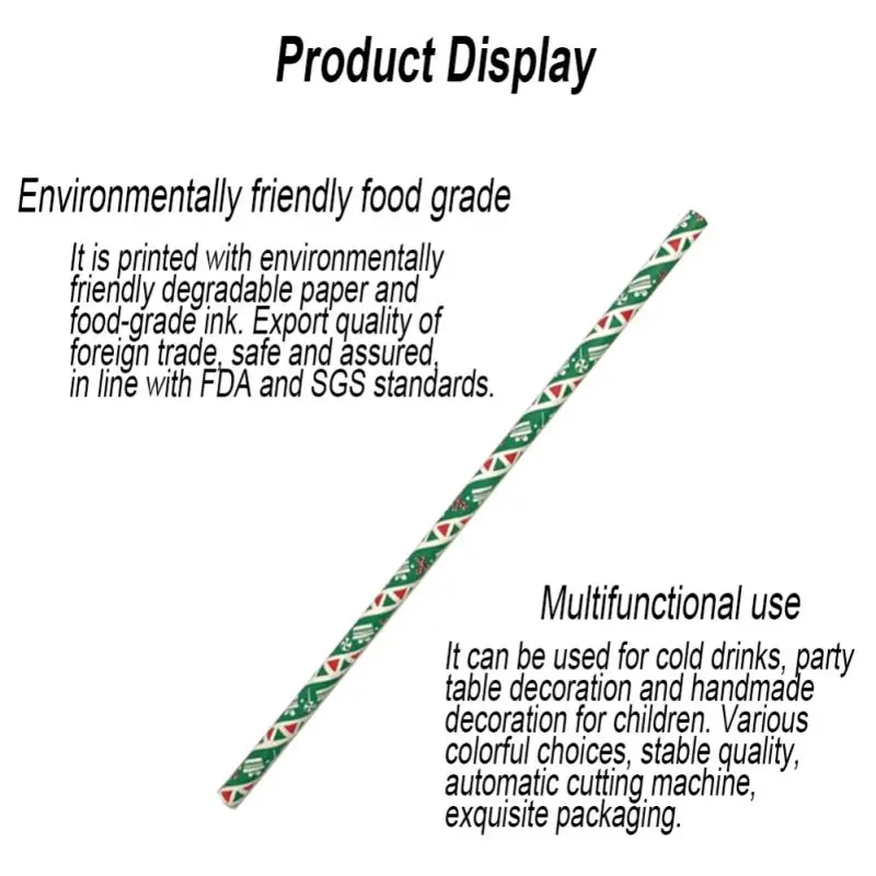 25 шт одноразовые соломинки для питья Рождественский дизайн Биоразлагаемые бумажные соломки для праздника, свадьбы, дня рождения, вечеринок
