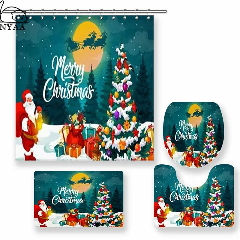 NY13129 Nyaa Merry Christmas занавески для душа Санта Клаус Водонепроницаемый полиэстер ткань занавески для ванной комнаты для домашнего декора - Цвет: NY13129