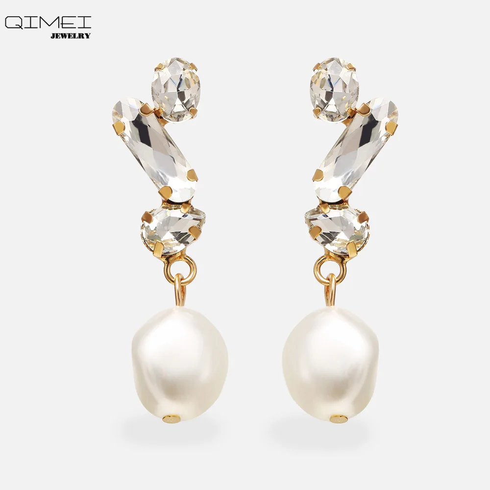 

Korean fashion crystal Pearl Earrings 2019 For Women Resin metal Round stud Earring Brincos Geometric Jewelry wholesale