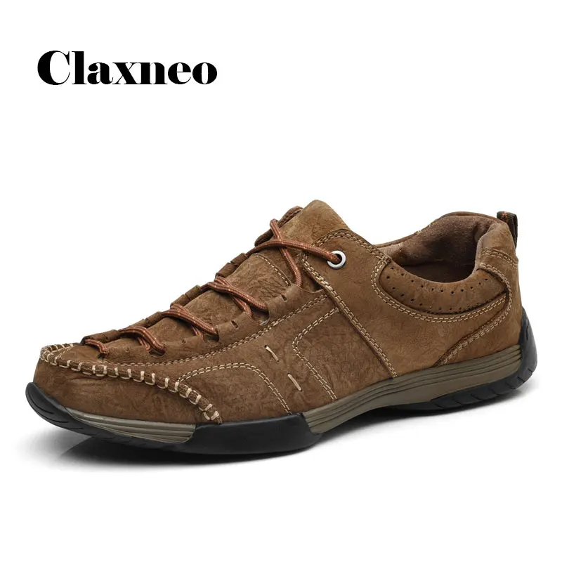 

CLAXNEO Man Leather Shoes Design Casual Shoe Male Spring Autumn Genuine Leather Walking Footwear Handmade clax Men's Ankle Boot