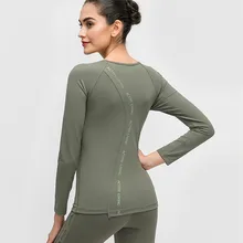 Женская рубашка для йоги с длинным рукавом, Спортивная футболка, ударопрочная спортивная рубашка для бега, дышащие быстросохнущие спортивные топы для фитнеса