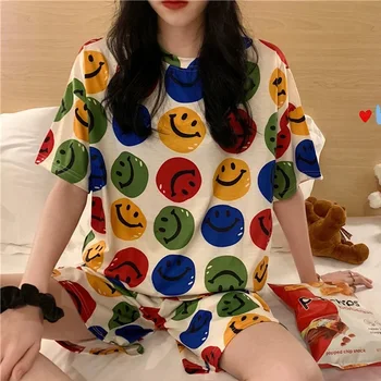

Pajamas women summer loose sweet cute student short-sleeved shorts can be worn outside home service suits ladies pajamas