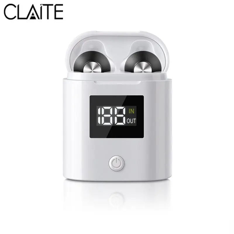 CLAITE D019 Беспроводные bluetooth 5,0 TWS наушники с автоматическим сопряжением 3D стерео бас Спортивная гарнитура со светодиодный дисплеем питания зарядный чехол