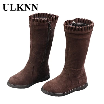 

ULKNN Children's Fashion Warm Boots 2020 New Winter Autumn Girls Solid Color Boots Kid's Princess Shoes Side Zipper Size 26-37