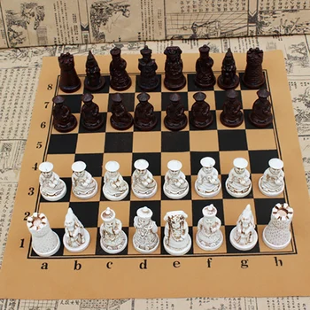 

International Chess Pieces Full Set Cartoon Character Board Game Portable Resin Chess Board Training Children Teenager Gifts