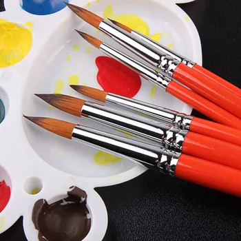 

6Pcs High Quality Watercolor Acrylic Oil Painting Brushes Set Nylon Hair Paint Brush For Kids Drawing Art Supplies Stationery