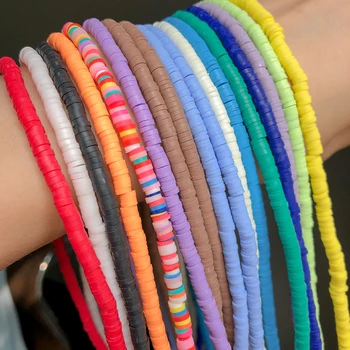 

4/6mm African Vinyl Beads Necklace Women Men Bohemian Polymer Clay Soft Pottery Spacer Beads for Jewelry Making Diy Bracelets