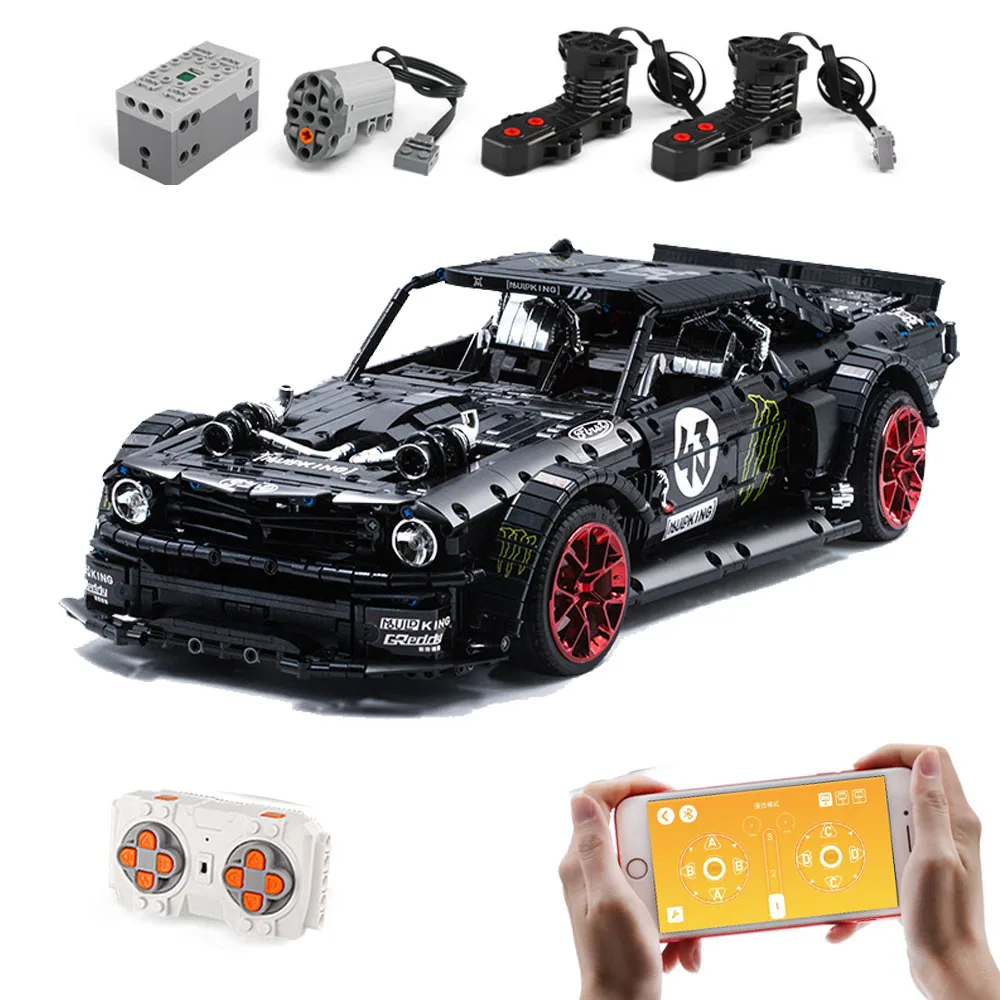 

13108 RC Technic Car Ford Mustang Hoonicorn With Motor 20102 22970 23009 Building Block Bricks Educational Toys For Children